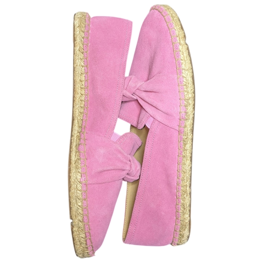 Talbots | Izzy Pink Leather Suede Cinched Flat Espadrilles Women's Size 9.5 - Picture 8 of 9